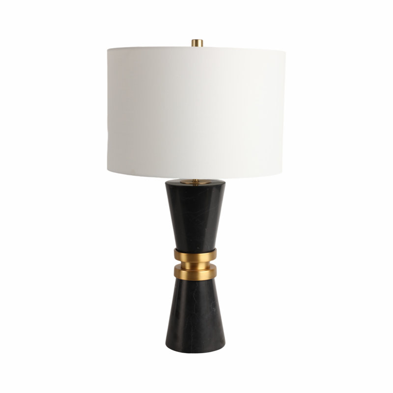 27" Daye Marble Table Lamp, Black/White