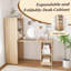 Bureau extensible avec tablettes de rangement et roues mobiles, pliable pour petits appartements et bureaux, Burlywood-1001448339