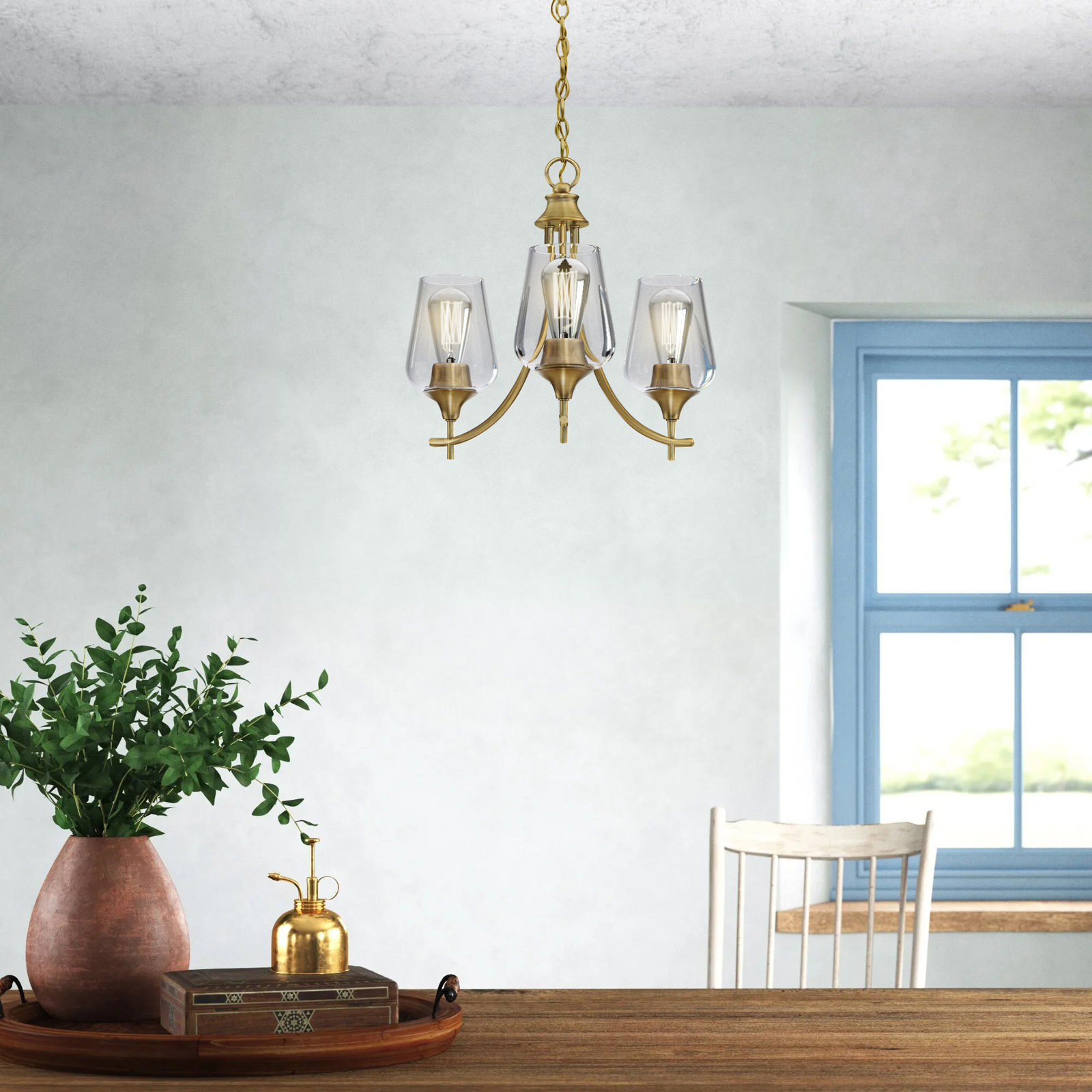 Breena 3 - Light Metal Dimmable Chandelier, Warm Brass