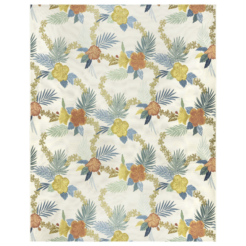 Reyn Spooner Kona Coast Laka Floral Lei Flatweave Indoor/Outdoor Area Rug, Rectangle 7'10" x 10'