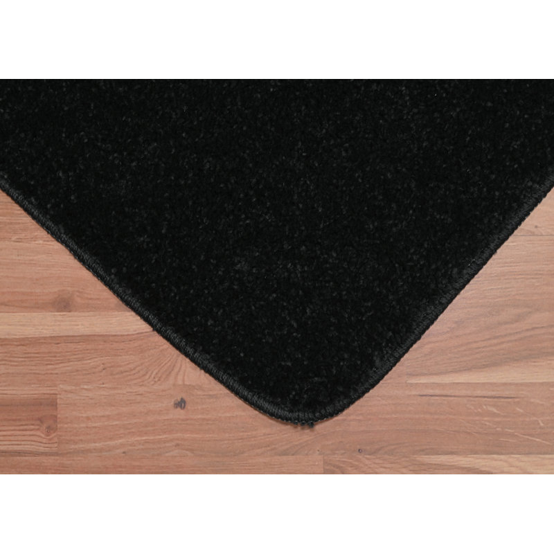 Monarrez Nylon Bath Rug with Non-Slip Backing, Black, 17"W x 24"L
