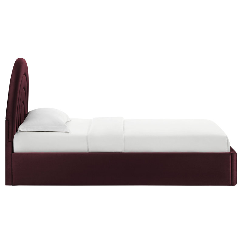 Lit plateforme en velours Solana Performance, Mûre blanche, Simple