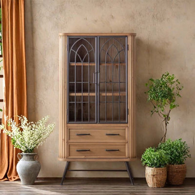Solid wood and iron combination bookcase