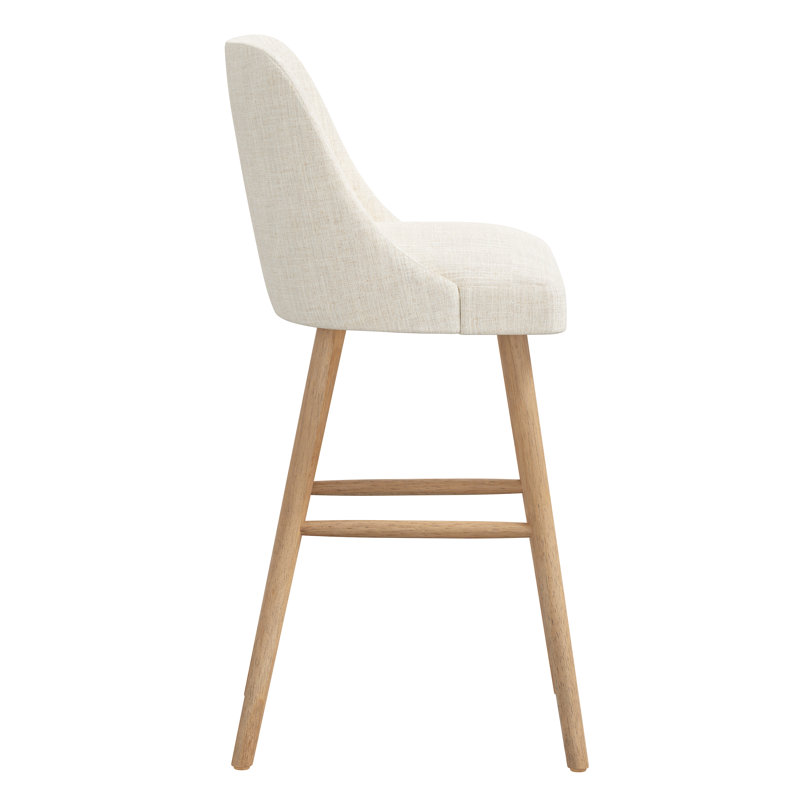 Gallie Upholstered Counter Stool, Classic Talc Linen, Natural Wood, Bar Stool (31" Seat Height)