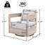 Fauteuil club d'extérieur pivotant en bois, finition blanc clair avec coussin-1162729292