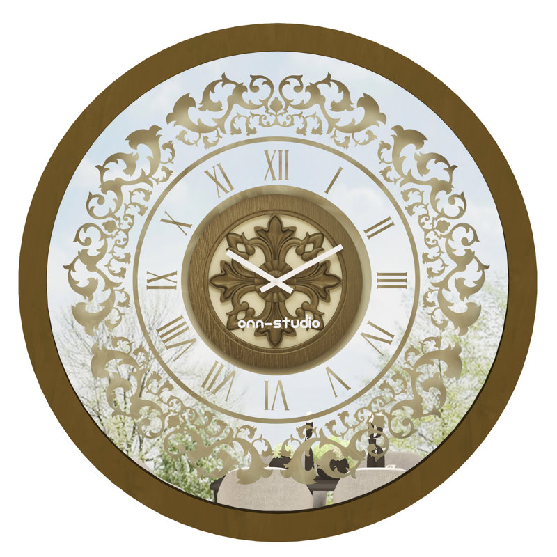 Allyna Manufactured Wood Wall Clock, 60cm H x 60cm W x 7cm D, Bronze Effect