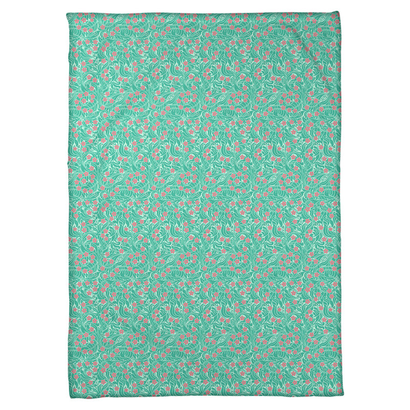 Couverture florale Katelyn Elizabeth Swirly, L 62,5 po x L 82,5 po, Vert / rose