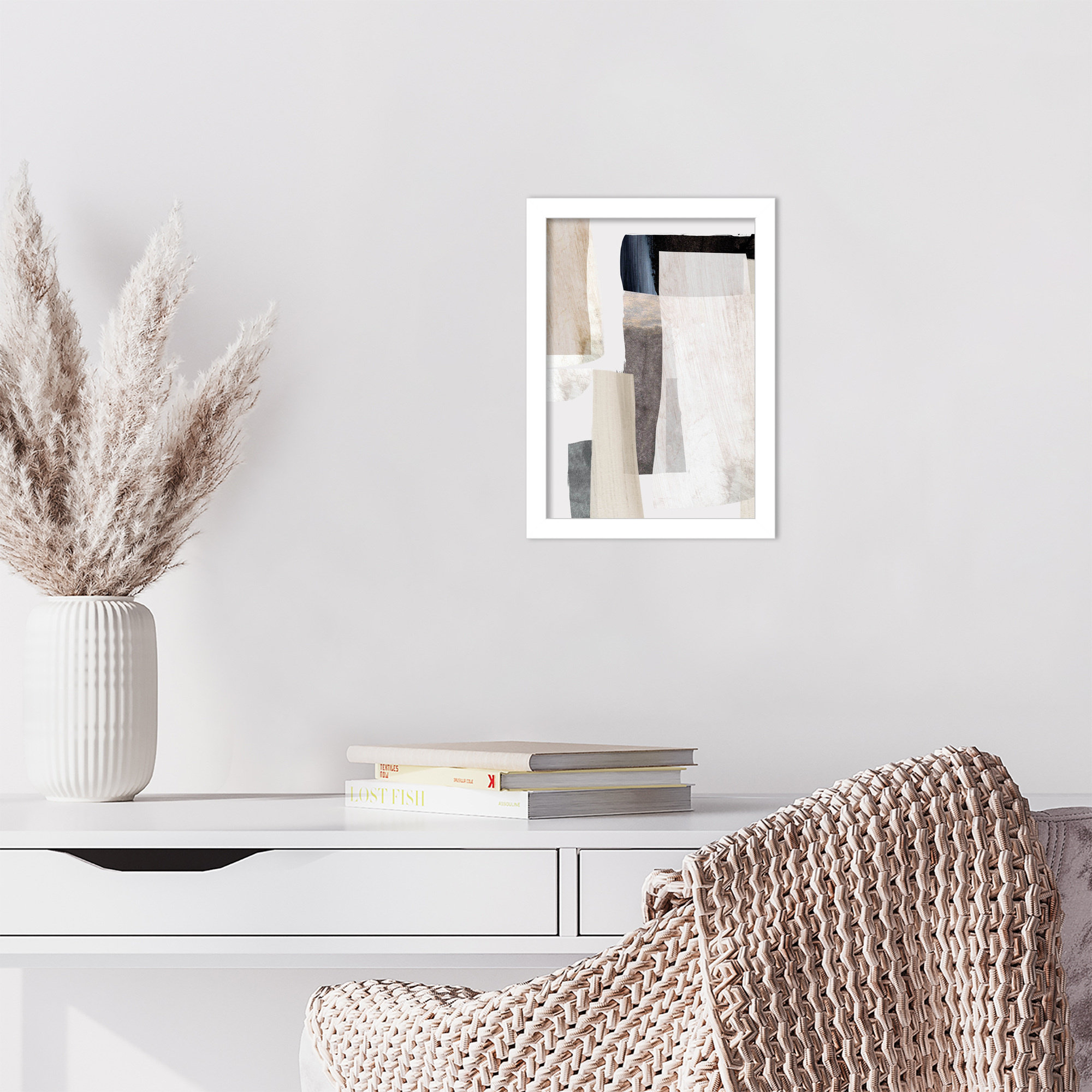Clay No 2 by Dan Hobday Wood Framed Wall Art Print, 13" H x 10" W, White