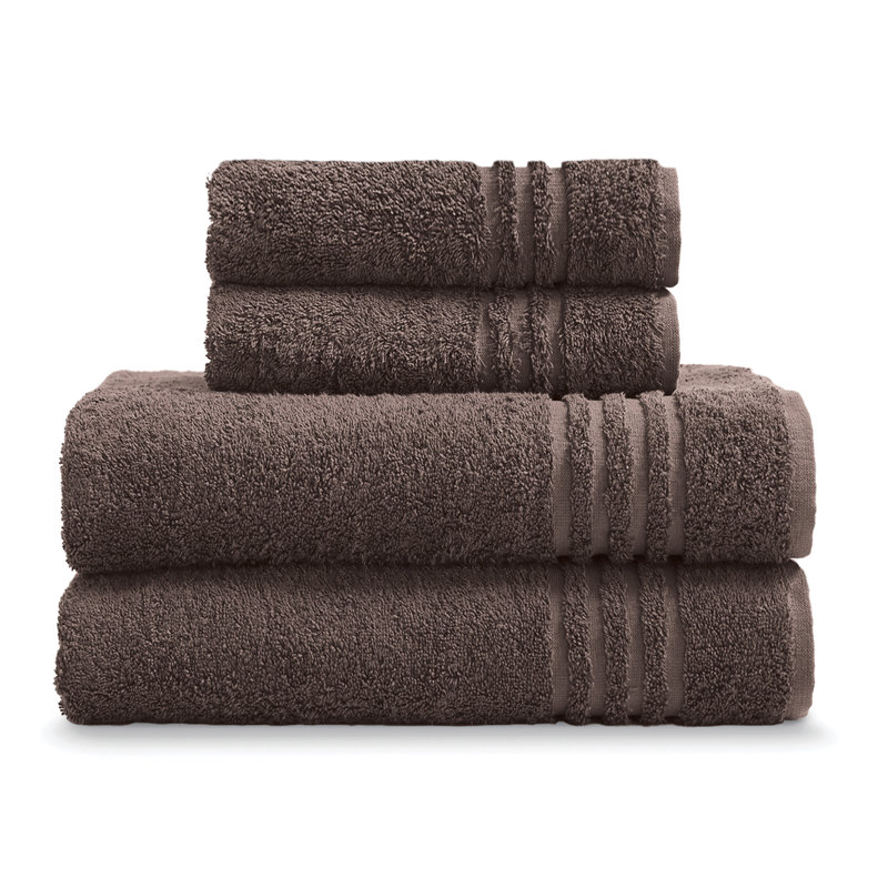 Ensemble de 4 serviettes en coton pour le corps et la main, Brun