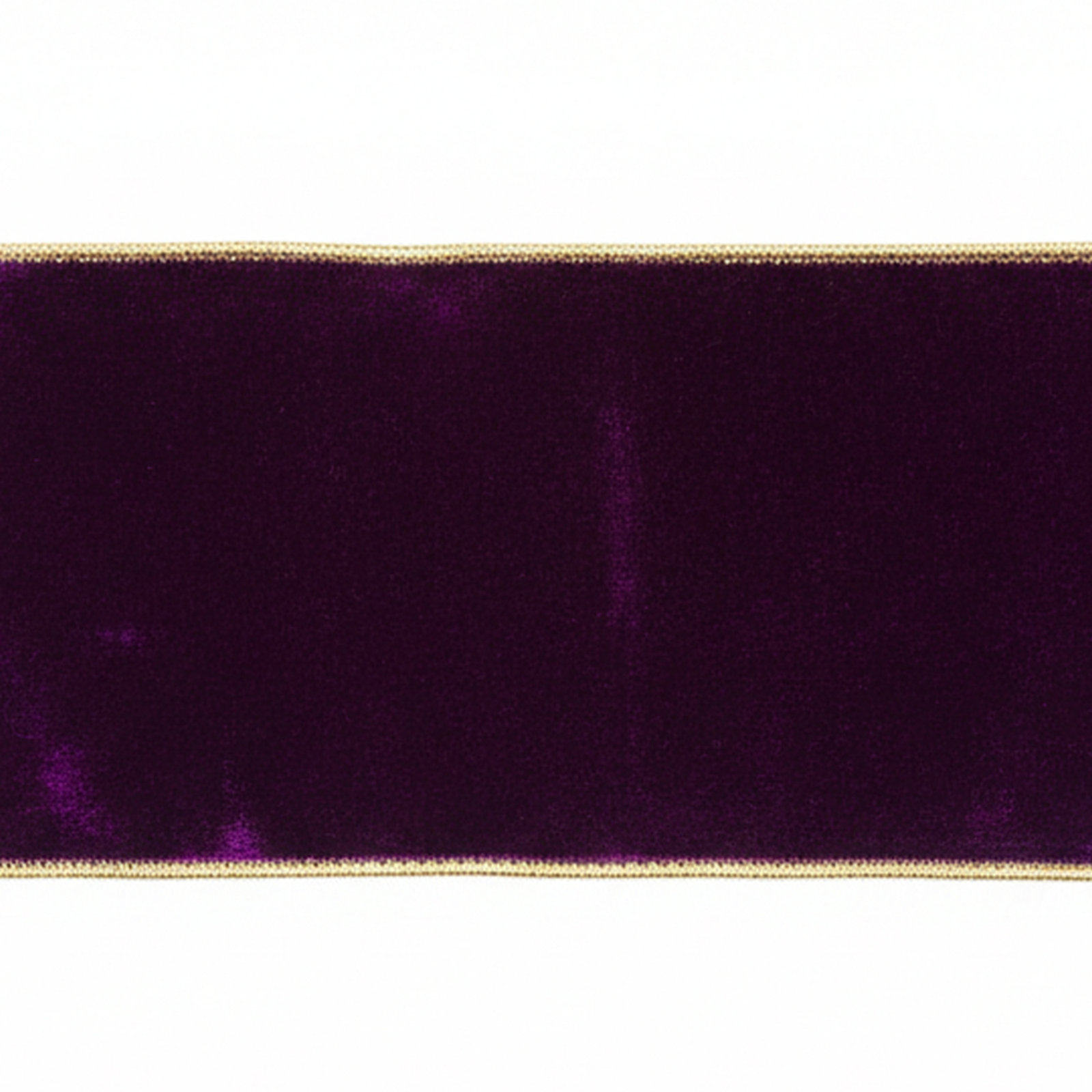 Vickerman 10 Yds Velvet with Gold Trim/Backing Ribbon., 0.2" H x 360" W x 4" D, Purple