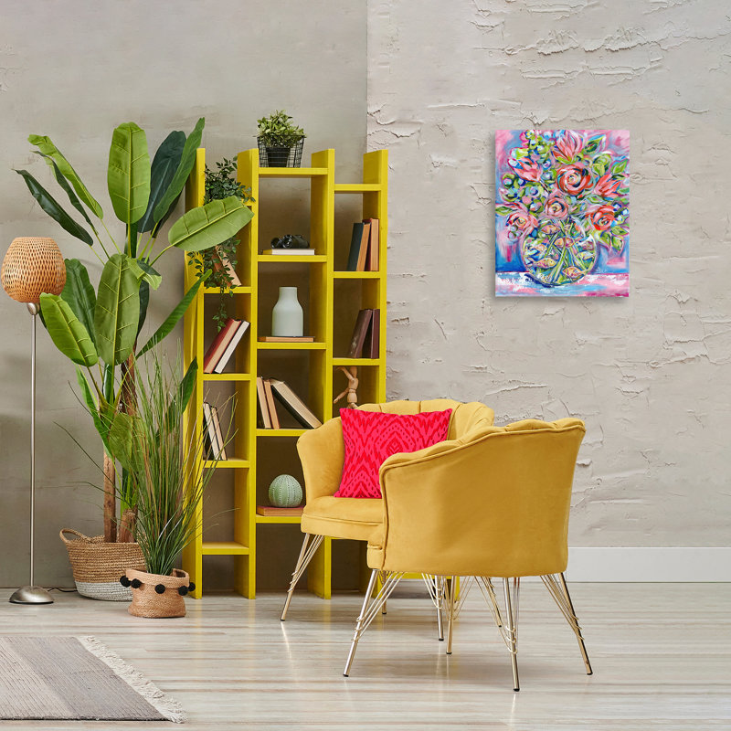 Art mural sur toile Roses & Goldfish par Estelle Grengs, H 20 po x l 16 po