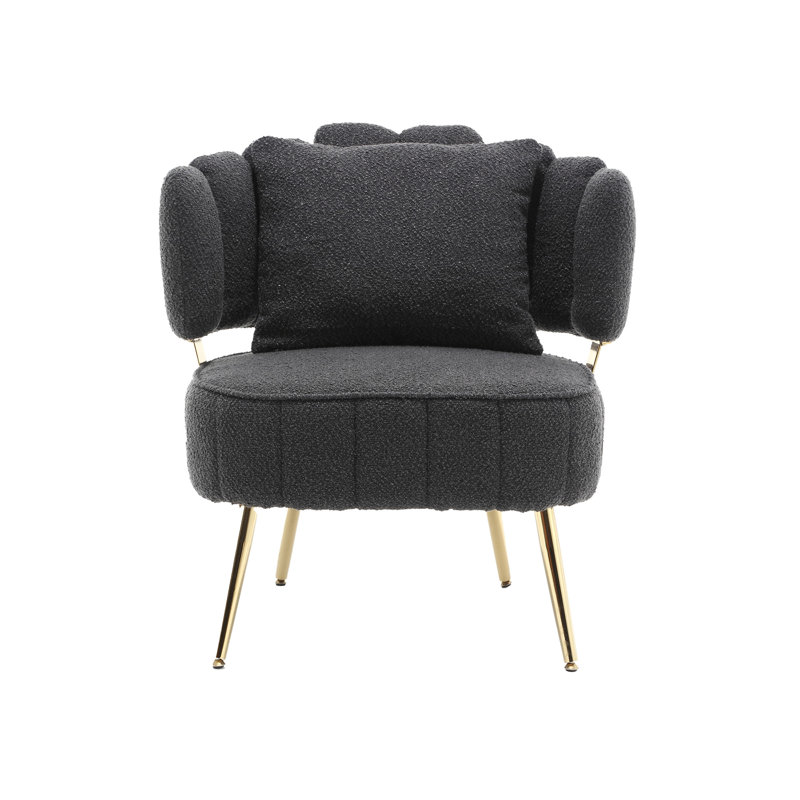 Fauteuil d'appoint rembourré Boucle, Noir