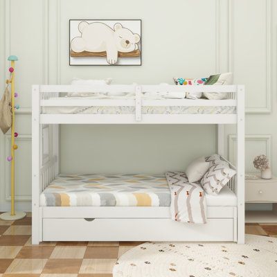 Twin Over Pull-Out Bunk Bed With Trundle, White
