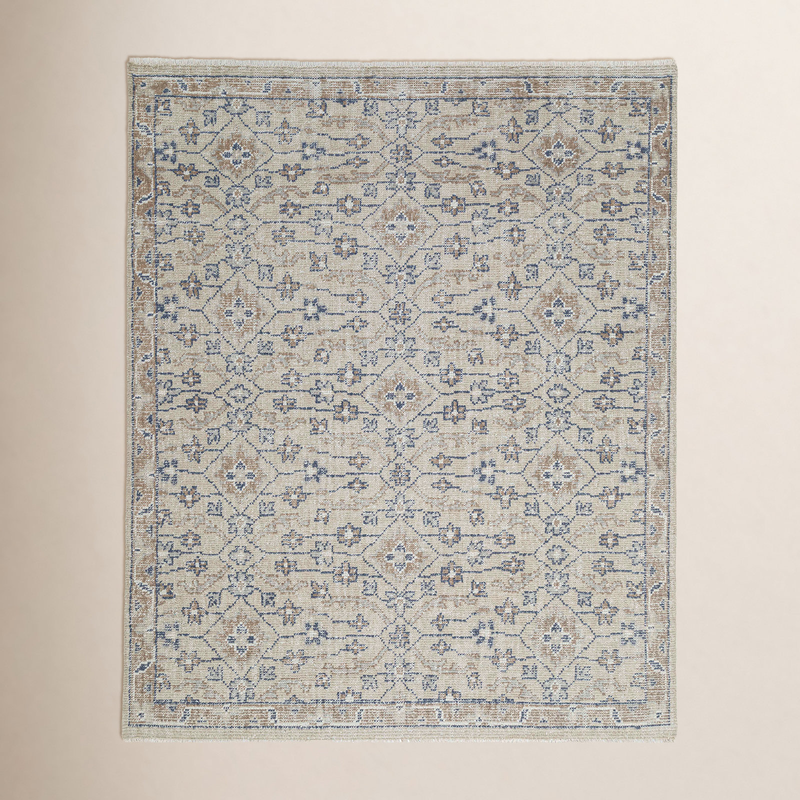 Hand-Woven Floral Rug, Rectangle 7'6" x 9'6"