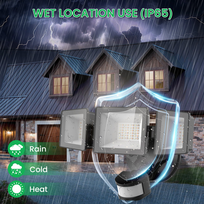 40W LED Outdoor Security Flood Light With Motion Sensor Manual Control