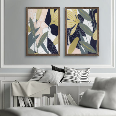Flores Noche IV - 2 Piece Picture Frame Painting Set on Canvas