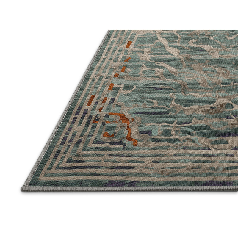 Machine Washable Brown Area Rug, Square 4'