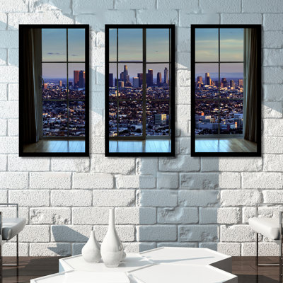 «Downtown Los Angeles Window», ensemble de 3 reproductions de photos sur acrylique