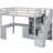 Twin Loft Bed With L-Shaped Desk, Cabinet, Drawers, And Selective Staircase - Gray Contemporary-478563238