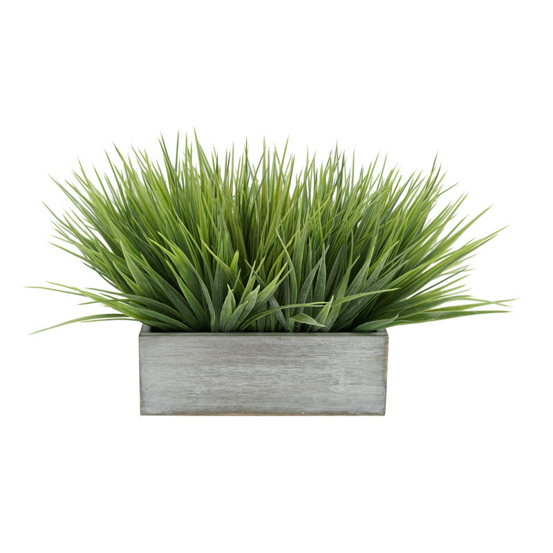 Herbe d'oignon artificielle en pot, Gris, H 9 po x L 15 po x P 10 po, Vert pâle