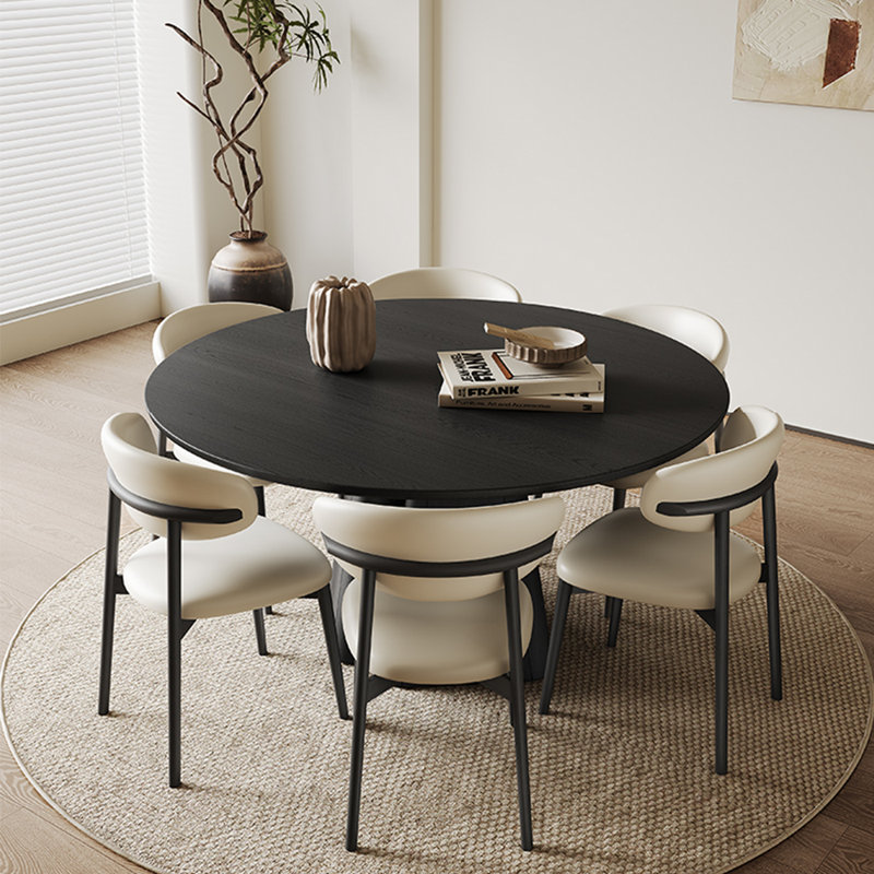 Italian-style black solid wood dining table set
