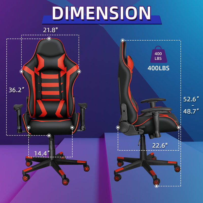 Fauteuil inclinable, ergonomique, pivotant et réglable, Rouge / noir