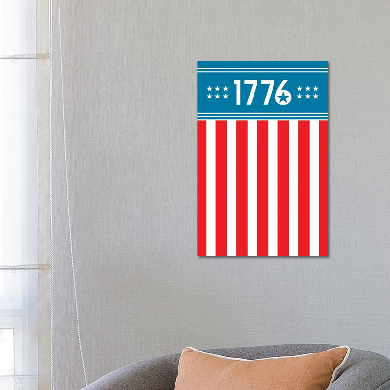 1776 - America - Reproduction d'art graphique sur toile tendue, H 12 po x l 8 po x P 0,75 po