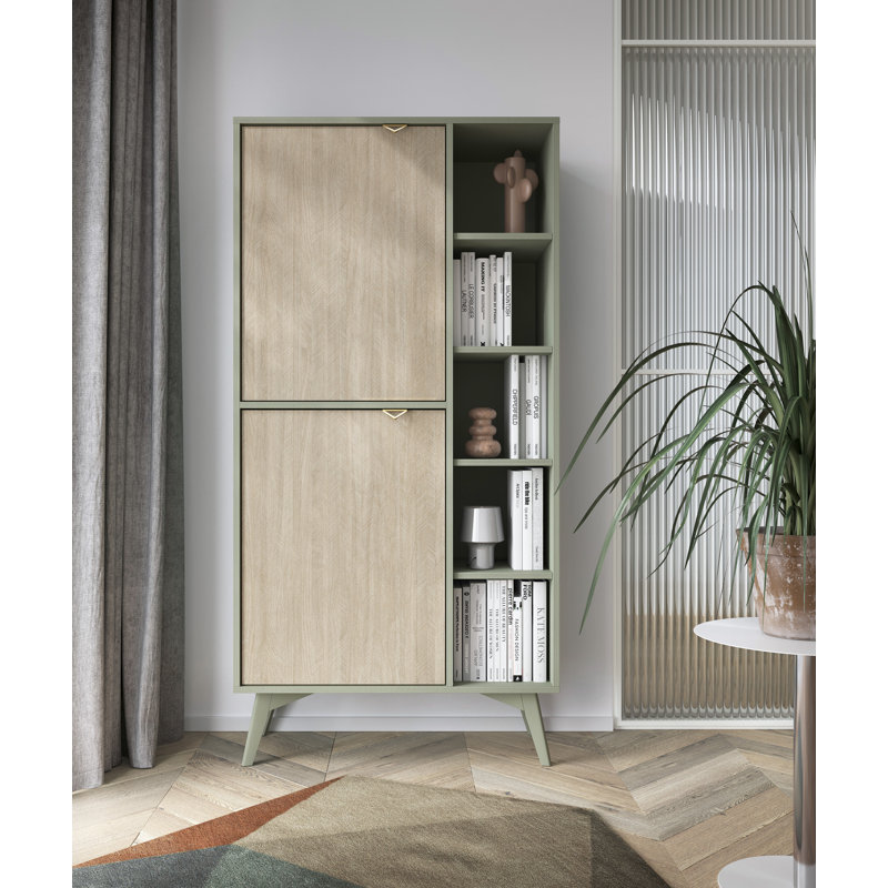 Amata 80cm Sideboard, Light Sage Matt/Oak Scandi