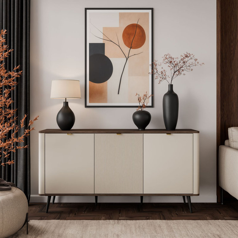 160cm Sideboard, cashmere / walnut