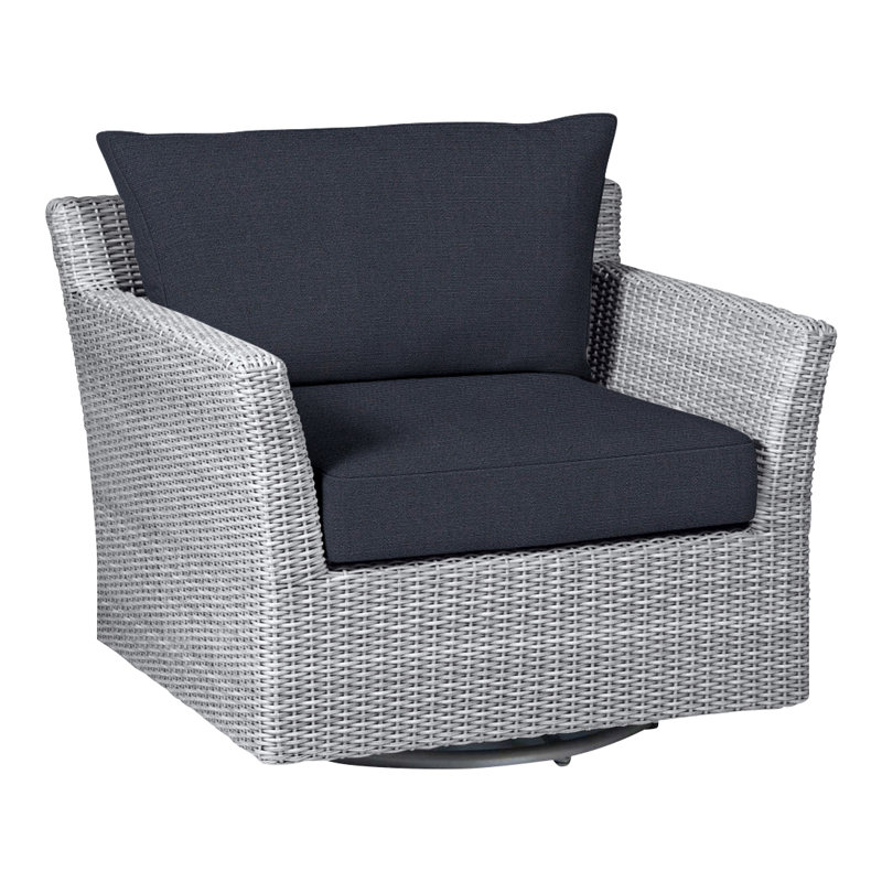 Fauteuil oscillant tissé Club - Huître, Pas de soudure, Lin marine, Huître
