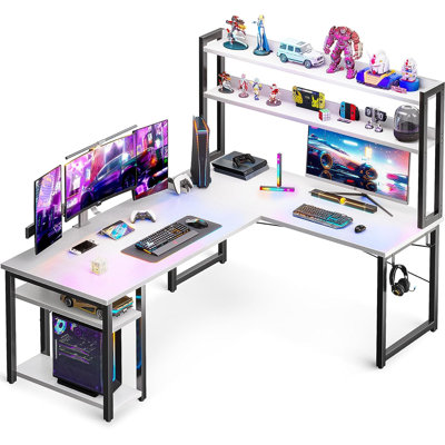 Malliyah L-Shaped Metal Base Computer Desk