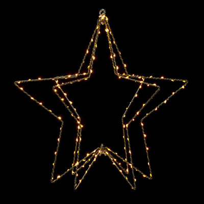  180 lights x 18" Warm White Twinkle LED Five Point Star Steel Wire Silhouette Light.
