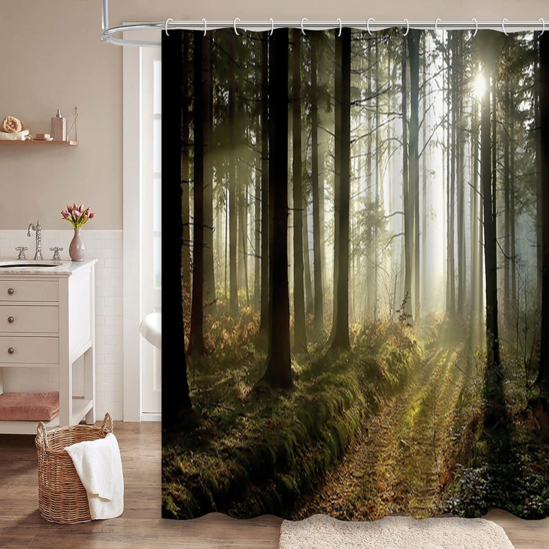 Rideau de douche à 12 crochets Forest Dusk, L 72 po x l 78 po