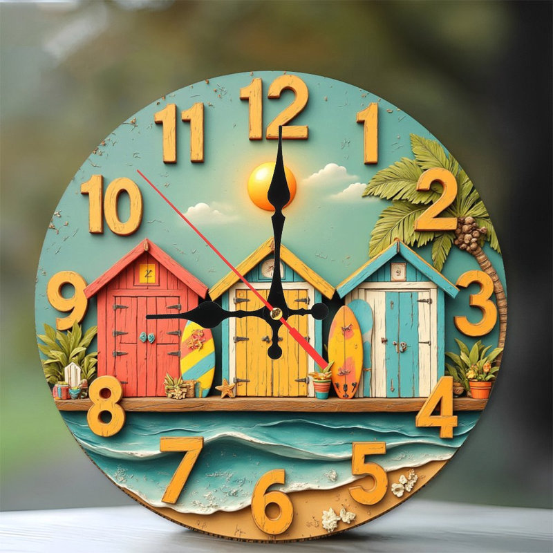 horloge, planche de surf