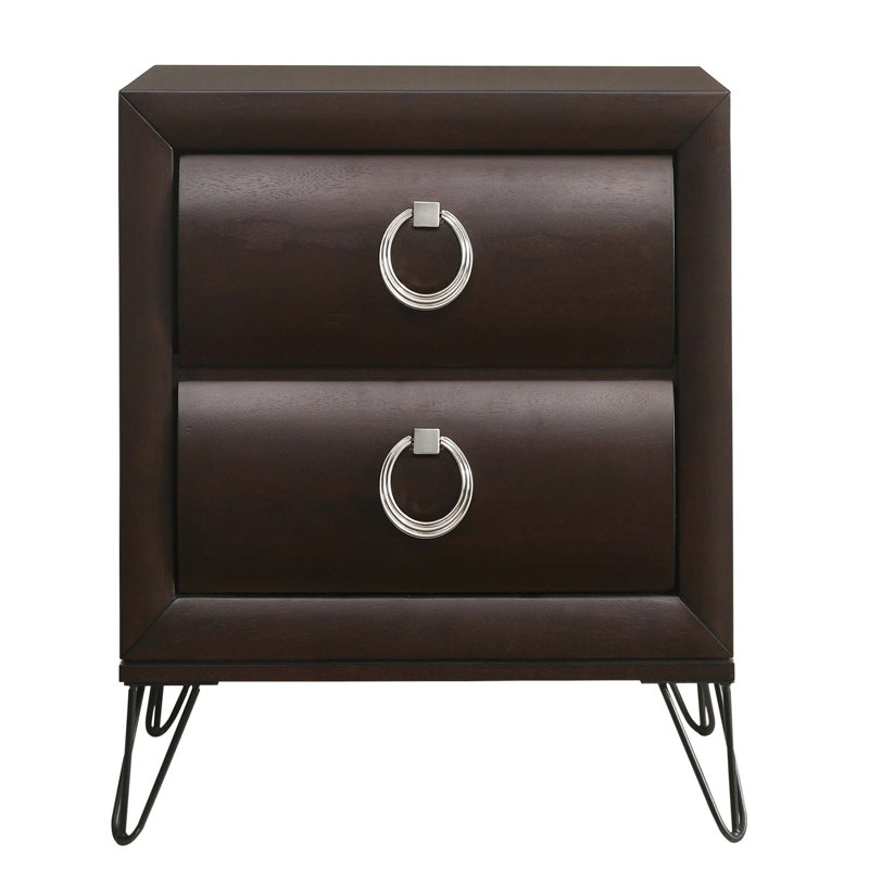 Table de chevet 2 tiroirs Tackitt Merlot foncé