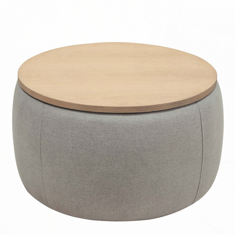 Repose-pieds rond avec rangement, Gris clair 