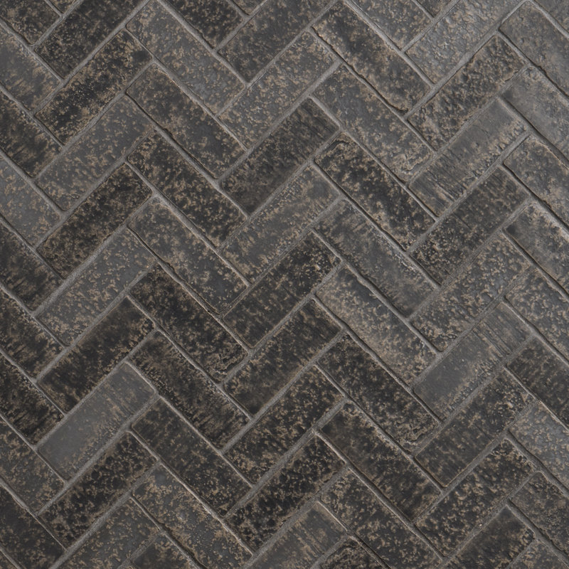 Brixon 1.5x4 Herringbone Matte Porcelain Mosaic Tile, Charcoal Gray