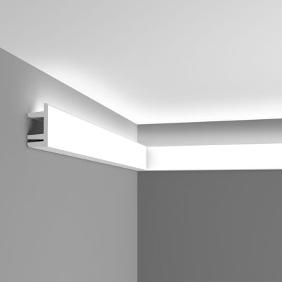 Moulure couronnée en polyuréthane blanc apprêté 3-3 / 4 po x 2 po x 78-3 / 4 po