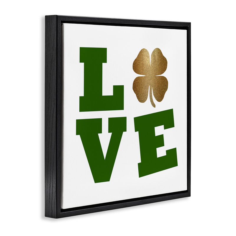 Trèfle de la Saint-Patrick, H 18 po x l 18 po, Cadre flottant noir de jais