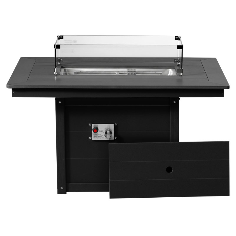Rectangular 34" X 46" Fire Pit Table, 31.5" H x 46" W x 35" D, Black