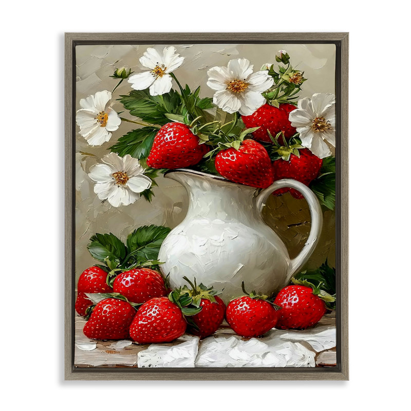 Cadre flottant Painterly Strawberries, Cadre flottant orme Montalcino, H 31 po x l 25 po