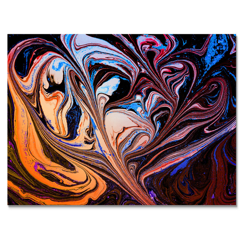 Art abstrait marbré mauve abstrait II, H 12 po x l 8 po x P 1 po, Toile tendue