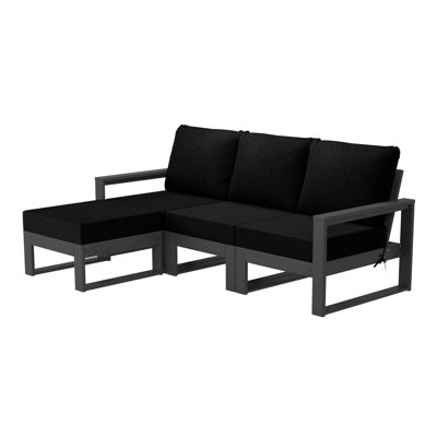 Patio 4-Piece Deep Seating Set With Ottoman With Frame