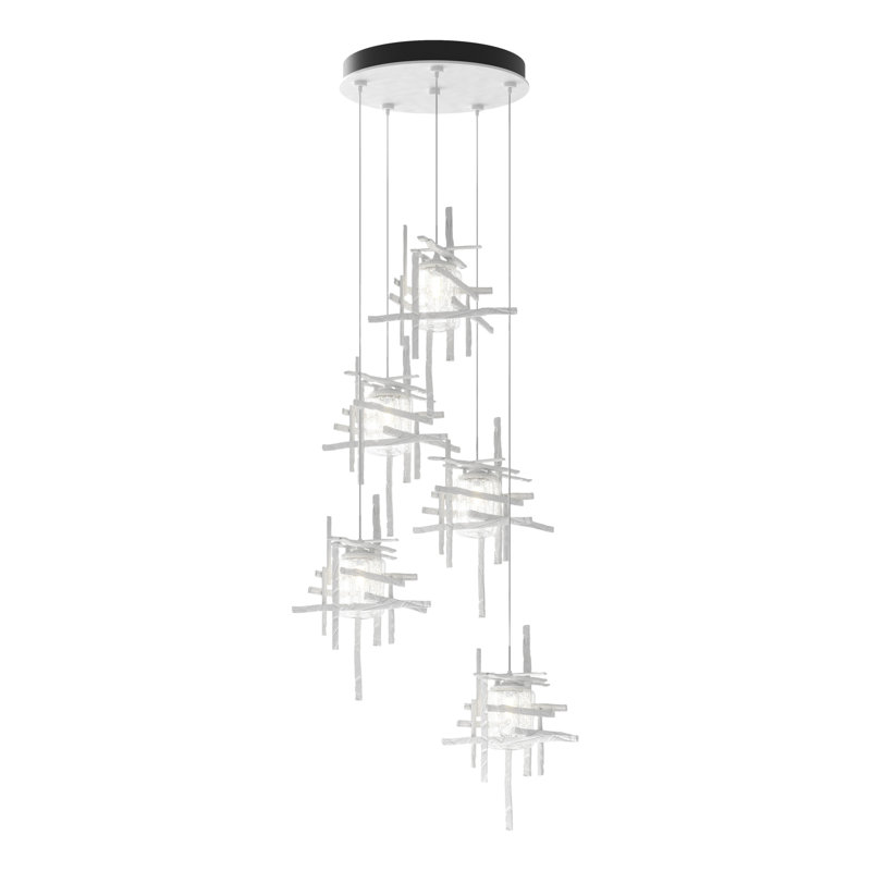 Tura 5 - Light Cluster Pendant, White, 50" - 80", Seeded Clear