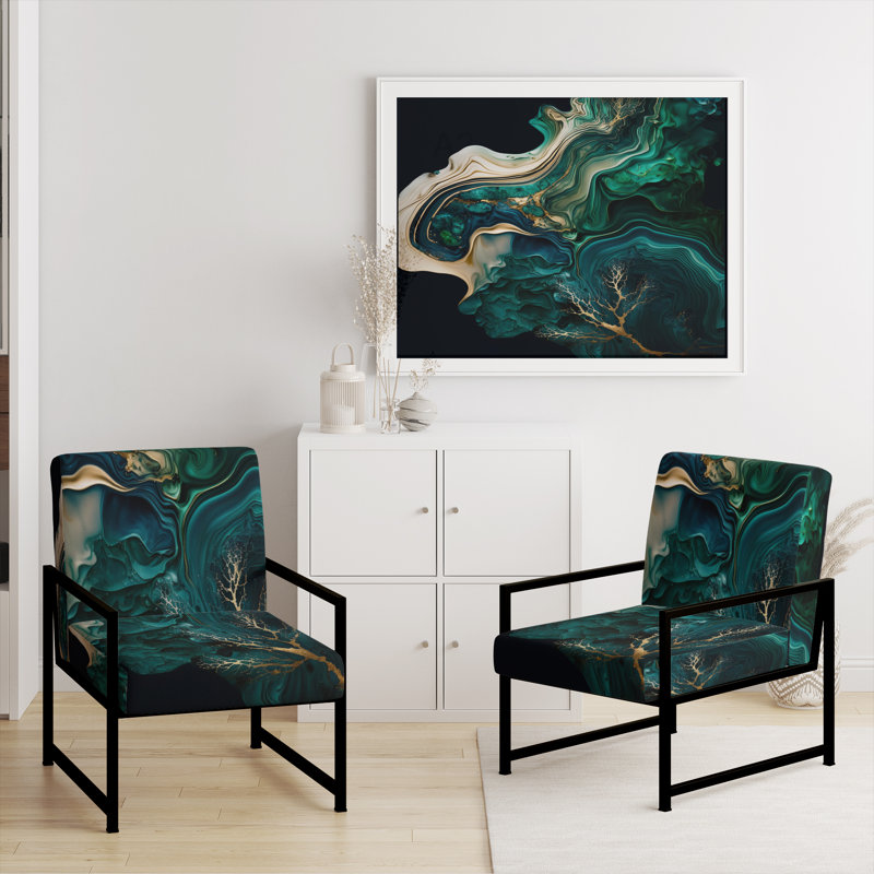 Cullivan - Fauteuil d'appoint rembourré en marbre, Noir, noir, noir, noir
