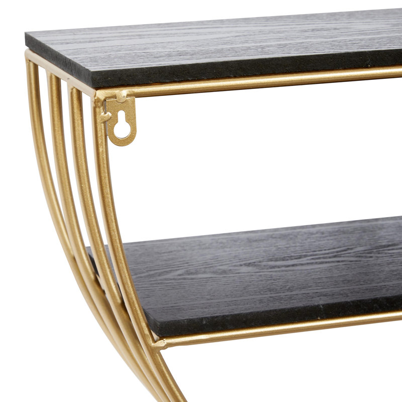 Wooden 3 Shelves Wall Shelf with Half Moon Shape