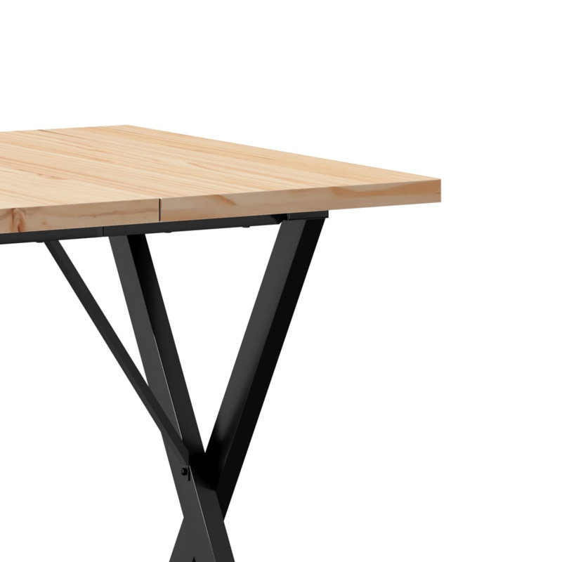 vidaXL Dining Table X-Frame Solid Wood Pine and Steel, 75.5cm H x 70cm L x 70cm W