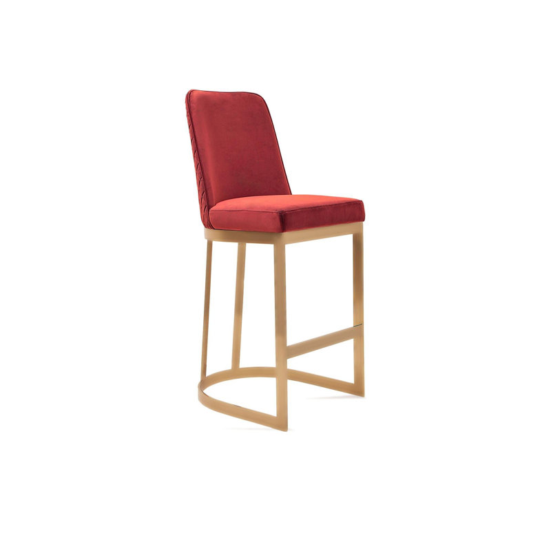 Tabouret de bar, Tabouret de comptoir (siège d'une hauteur de 27 p, Bourgogne / cadre doré