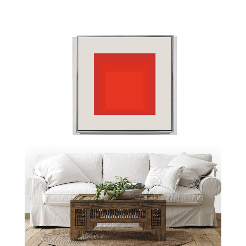 Square Series - rouge, L 41 po x H 41 po, Encadrement argenté