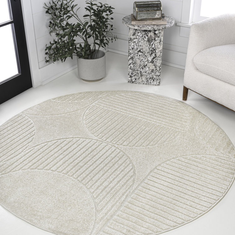 Arnika High-Low Geometric Arch Scandi Striped Ivory/Cream Indoor/Outdoor Rug